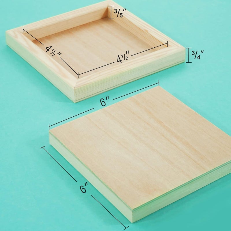 Phoenix Unfinished Wood Panel - Wood Canvas for Painting - 6x6 Inch / 8 Pack Birchwood 3/4" Deep Square Cradled Wooden Board for Crafts, Burning & Pouring Art - Image 2